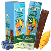 SOLELY mango-blueberry fruit jerky strip, portable healthy snack for on-the-go.