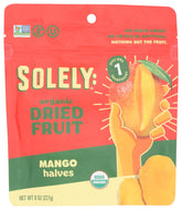 SOLELY Organic Dried Mango Halves large pack front view for quick snacking