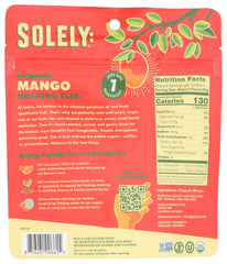 SOLELY Organic Dried Mango Halves close-up of sliced pieces showing natural color