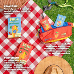 SOLELY Organic Mango Gummies on-the-go, convenient healthy snack for busy days.