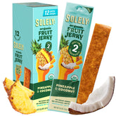 SOLELY Organic Pineapple Coconut Jerky packaging shows two-ingredient simplicity for on-the-go.