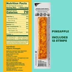 SOLELY Organic Pineapple Jerky Strip-01 offers convenient single-serve portability.