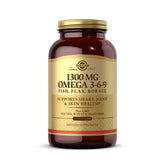 Solgar 1300mg Omega 3-6-9 softgels bottle with label, potential daily wellness support