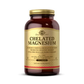 Solgar Chelated Magnesium bottle front showing a non-GMO vegan formula for daily mineral support.