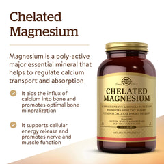 Solgar Chelated Magnesium dosage close-up illustrating simple daily intake.