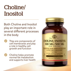 Solgar Choline/Inositol bottle pour shows easy daily intake.
