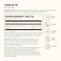 Solgar Magnesium Citrate label close-up highlighting vegan, non-GMO, gluten-free formulation