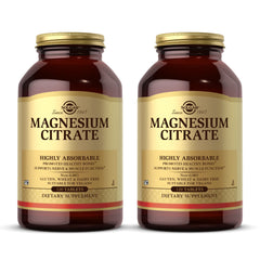 Solgar Magnesium Citrate pack 2 bottle front view shows bone and nerve support.