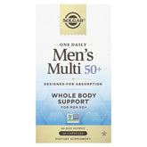 Solgar One Daily Men's Multi 50+ bottle front highlighting vegan formula for daily energy support