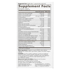 Solgar One Daily Women's Multi 50+ capsules closeup showcases Biotin boost and bamboo silica for hair, skin, nails.
