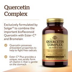 Solgar Quercetin Complex bottle-label shot notes non-GMO and dairy-free formula.