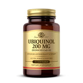 Solgar ubiquinol 200 mg softgels in bottle for daily antioxidant support.