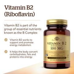 Solgar Vitamin B2 label detail emphasizing non-GMO vegan formula