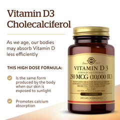 Solgar Vitamin D3 oil-based softgels promote optimal absorption.