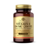 Solgar Vitamin E 200 IU Alpha bottle with softgels for antioxidant support