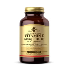 Solgar Vitamin E 670 mg softgels in bottle for daily antioxidant support