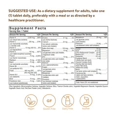Solgar VM-75 bottle back detailing ingredients and allergen-free status.