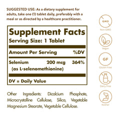 Solgar Yeast-Free Selenium tablets close-up, small and easy-to-swallow
