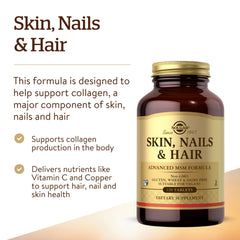 Solgar Zinc Vitamin C Copper tablets – antioxidant nutrients for skin health.