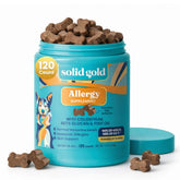 Solid Gold dog allergy relief chews bacon flavor front view highlighting potential itch relief