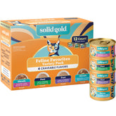 Solid Gold variety-pack pates-in-gravy display offering meal variety for cats.