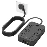 Solidock flat plug power strip with 12 outlets for versatile home charging.
