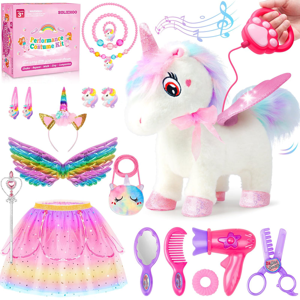 SOLIEHOO unicorn toy walking action for engaging pretend play.