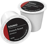 Solimo dark roast packaging shows bold, convenient single-serve coffee