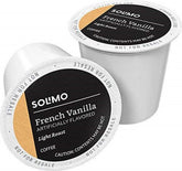 Solimo French Vanilla flavored coffee pods for a fragrant morning aroma.
