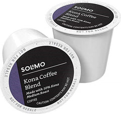 Solimo Kona Blend pods box for easy storage and quick mornings.