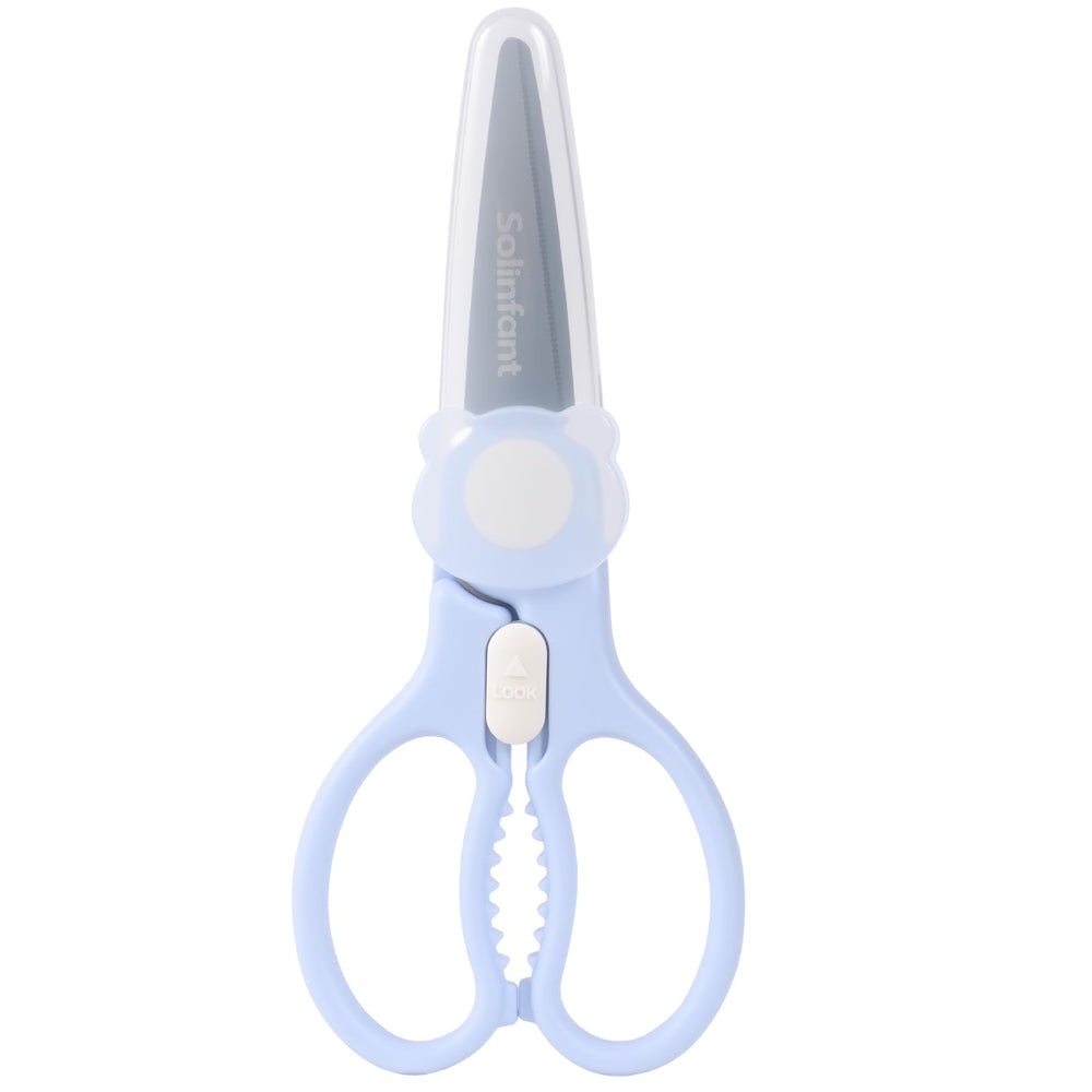 Solinfant premium stainless steel scissors with detachable blades for easy cleaning.