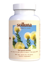 Solluna Detoxy bottle displaying the oxygenated colon cleanse formula for gentle daily support