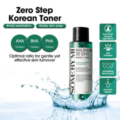 SOME BY MI Miracle Toner swirl texture demonstrating AHA/BHA/PHA action on skin surface