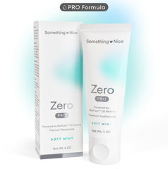 Something Nice Zero Pro toothpaste mint swirl indicates fresh breath potential.