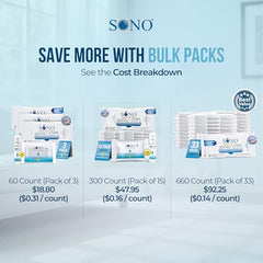 SONO travel-size wipes in a compact pouch ideal for car interiors and carry-on use.