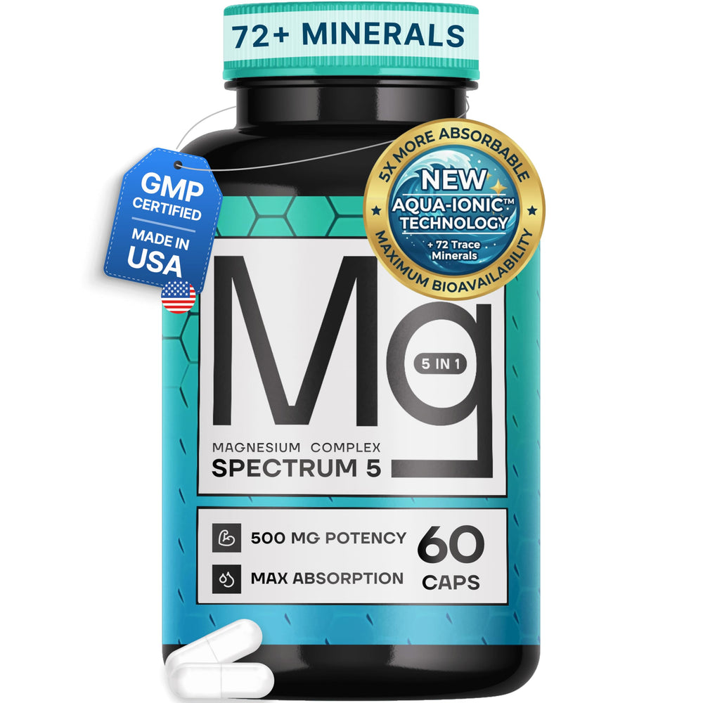 SonoHealth Spectrum 5 bottle front highlights magnesium complex for daily wellness