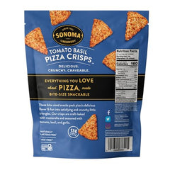 Serving of Sonoma Creamery Pizza Crisps Tomato Basil on plate, keto-friendly crunchy snack