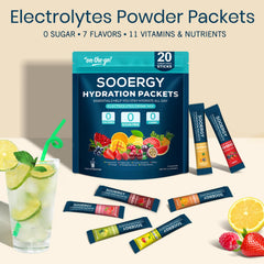 Sooergy electrolytes powder Lemon Strawberry stick ideal for daily hydration