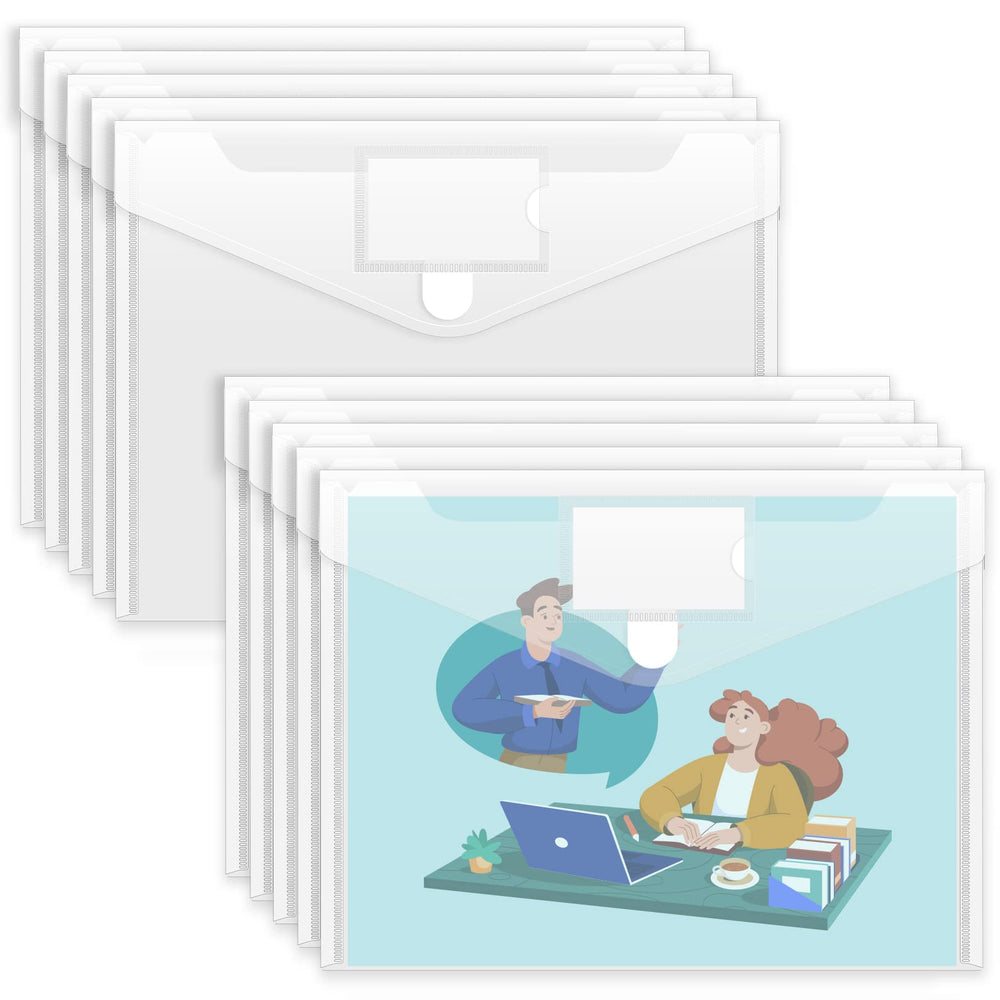 Sooez 10 pack clear envelopes for quick document sorting