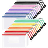Sooez 24-pack mesh zipper pouches with label pocket for easy access