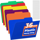 Sooez 36-pack plastic file folders in bright colors for quick filing