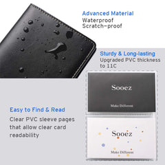 Sooez leather card book slim profile fits pockets and bags