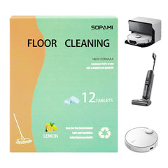 SOPAMI tablet dissolving in hot water to create ready-to-use cleaning solution.