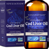 SOULSATION Icelandic Cod Liver Oil Lemon bottle shows bright flavor and daily use value