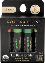 SOULSATION lip balm set with four flavors in packaging for daily lip care.