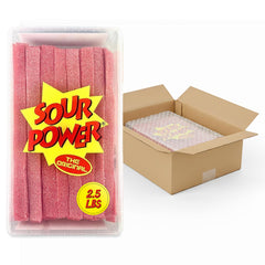 Sour Power strawberry belts bulk tub ready for sharing.