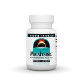 Source Naturals MegaFolinic tablet closeup for daily folate support