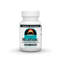 Source Naturals MegaFolinic tablet closeup for daily folate support