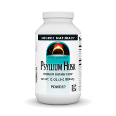 Source Naturals Psyllium Husk Powder bottle highlights a low-calorie soluble fiber option