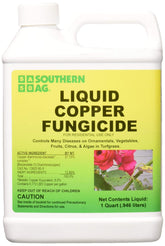 Southern Ag Liquid Copper Fungicide bottle ready for garden spraying to protect plants
